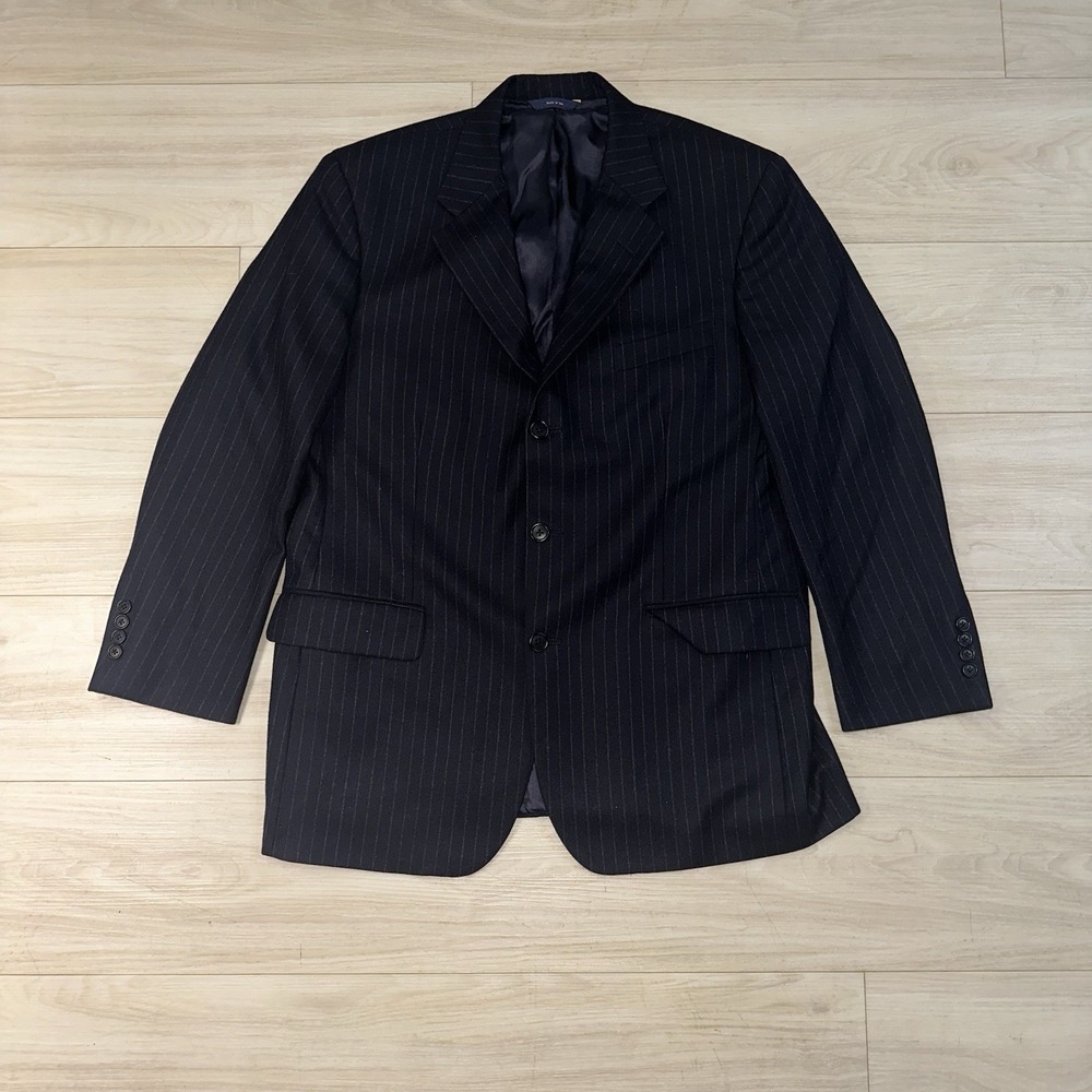 Brooks Brothers Blazer Mens 42 Long Black 100% Wool Lined Button Up Jacket Coat